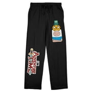 Adventure Time Finn, Jake, and BMO Men's Black Drawstring Sleep Pants-Medium